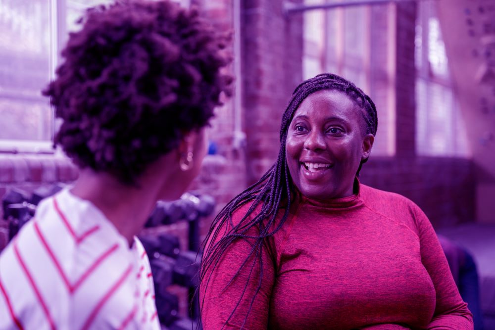 Two black women having a chat